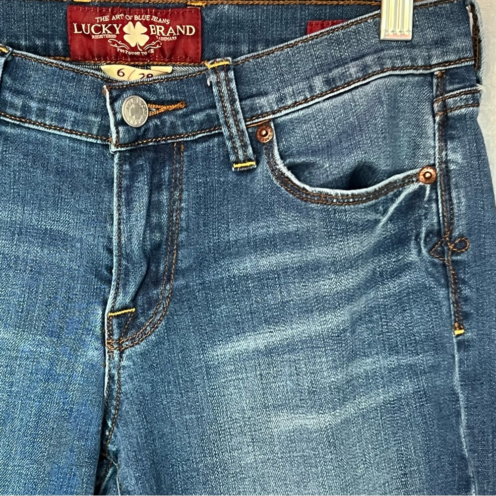 Lucky Brand women med blue acid wash jeans Sofia bootcut mid rise Sz 6/28 Tall - Picture 7 of 16